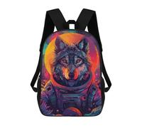 sinyumoney Wolf Astronaut Space School Backpack for Girls Backpack Water Repellent Casual Daypack Lightweight Rucksack Boy Girl School Backpack 17inch