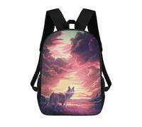 sinyumoney Wolf at Sunset Backpacks 3D Printed 17inch Kids School Backpack Outdoor Casual Daypack Casual Travel Bags for Middle School Students