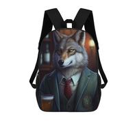 sinyumoney Wolf Barkeeper Suit Animal School Bags Secondary Causal Travel High School Bags for School/Work/Travel 17inch