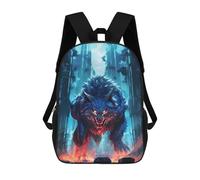 sinyumoney Wolf Beast Cityscape Backpacks 3D Printed Kids School Backpack School Bag Fashion Rucksacks for Boys Elementary And Middle School Students 17inch