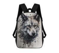 sinyumoney Wolf Beauty Black Ink Children's Backpack, 3D Printed School Backpack, Backpack for Boys Girls, Adjustable School Bag for Primary School 17inch