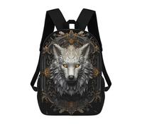 sinyumoney Wolf Beauty Children's Backpack, 17 Inch 3D Printed School Backpack, Backpack Cartoon Adjustable School Bag for Primary School