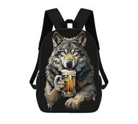 sinyumoney Wolf Beer Rucksack Fashion Stationery Backpack Waterproof Casual Daypacks for Men/Women 17inch