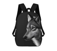sinyumoney Wolf Black And White School Bags Water Resistant School Bag Business Backpack - Perfect for Travel, Work And Daily Use 17inch