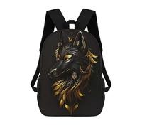 sinyumoney Wolf Black Gold School Bags Daypacks Business Backpack Water Resistant Bookbag for School/Work/Travel 17inch