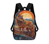 sinyumoney Wolf Colorful Abstract Rucksack Lightweight Casual Daypack School Backpacks for Campus Outdoor Travel Sports 17inch