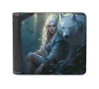 sinyumoney Wolf Companion in Mystic Forest 3D Print Clutch Purse Multiple Slots RFID Blocking Stylish Slots Note Section Wallets Youth Guys 11.7cm*9.5cm