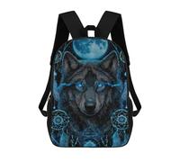 sinyumoney Wolf Dreamcatcher Art Print-2 Backpack Kids School Backpack School Bag 3D Printed Fashion School Bag for Boys Elementary And Middle School Student 17inch