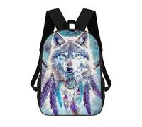 sinyumoney Wolf Dreamcatcher Wall Art Print School Backpack for Girls 17inch Casual Daypack Lightweight Rucksack Boy Girl Backpack for Middle School Students