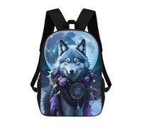 sinyumoney Wolf Dreamscape Kids Backpack,School Backpack Kids School Bag 3D Printed Cartoon Large Capacity Backpack for Kids Boys And Girls 17inch