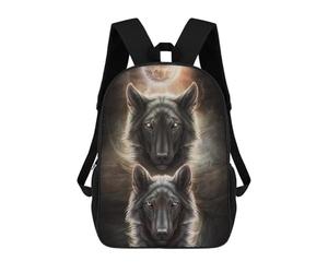 sinyumoney Wolf Duo Under Moonlight 3D Printed School Bag Children's School Backpack Schoolbags Travel Backpacks Casual Fashion Bag for Kids School Students 17inch