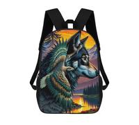 sinyumoney Wolf Eagle Landscape Backpack School Bag Business Laptop Rucksack Bag Unisex Casual Daypack for Teenage Girls Boys Women Men 17inch