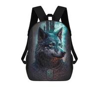 sinyumoney Wolf Enchanted World Kids Backpack, Kids School Bag 3D Printed School Backpacks for Boys And Teenager School Students 17inch