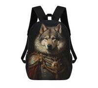 sinyumoney Wolf European Kings Backpacks Kids School Backpack School Bag 3D Printed Fashion School Bags for Boys Elementary And Middle School Students 17inch