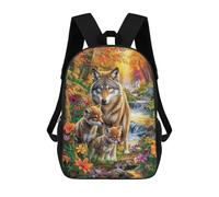 sinyumoney Wolf Family in Autumn Forest Children's Backpacks 17inch School Backpack 3D Printed Bag Bookbag for Kids Travel Rucksacks Boy Girl Book Bags Kids School Bag