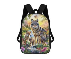 sinyumoney Wolf Family in Flowers School Bags Large Water Resistant Laptop Backpack - Perfect for Travel, Work And Daily Use 17inch