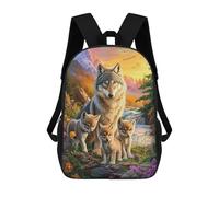 sinyumoney Wolf Family in Nature School Backpack 3D Printed Children's 17inch Backpacks Bag Bookbag for Kids Boy Girl Book Bags Kids School Bag Travel Rucksacks