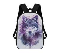 sinyumoney Wolf Forest Double Exposure Art Print-1 Kids Backpack,School Backpack Kids School Bag 3D Printed Cartoon Large Capacity Backpack for Kids Boys And Girls 17inch