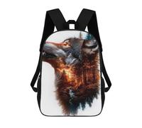 sinyumoney Wolf Forest Dream 3D Printed Kids Backpacks Boys Fashion School Bag Travel Backpacks School Bags for Boys Elementary School Students 17inch