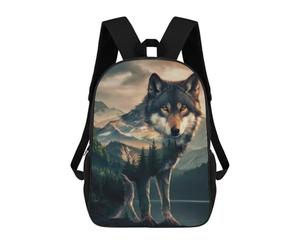 sinyumoney Wolf Forest Husky Dog School Backpack Lightweight Schoolbag Dayback Bookbag College for Teenage Girls Boys Women Men 17inch