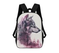sinyumoney Wolf Forest Profile Art Print Backpack School Bag Large School Backpack for Boys - Perfect for Travel, Work And Daily Use 17inch