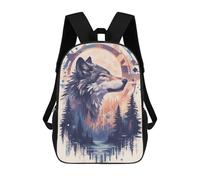 sinyumoney Wolf Forest Spirit Backpack Kids School Bag Boys Cartoon 3D Print Students Schoolbag Laptop Daypack for Boys Girls 17inch