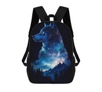 sinyumoney Wolf Galaxy Night Rucksack Water Resistant School Bag Business Backpack for Men, Women & Teenage Boys 17inch