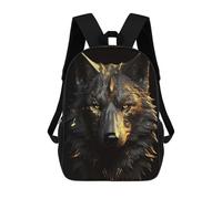sinyumoney Wolf Gold Black Animals Backpack School Fashion Stationery Backpack Waterproof Casual Daypacks for Boys/Girls/Teenagers 17inch