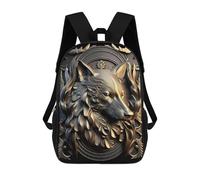 sinyumoney Wolf Golden Art Deco School Bags Large Water Resistant Laptop Backpack - Perfect for Travel, Work And Daily Use 17inch