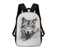 sinyumoney Wolf Head in Charcoal Backpacks Kids Student Schoolbag,3D Printed Backpacks,Elementary And Middle School Students Backpacks for Boys Girls 17inch