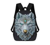 sinyumoney Wolf Head Sculpture Children's Backpack, 3D Printed School Backpack, Backpack for Boys Girls, Adjustable School Bag for Primary School 17inch