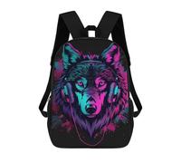 sinyumoney Wolf Headphones Neon Art Print-1 School Backpack for Girls 17inch Casual Daypack Lightweight Rucksack Boy Girl Backpack for Middle School Students