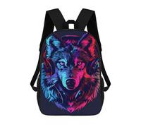 sinyumoney Wolf Headphones Neon Art Print-2 Children's Backpacks School Backpack 3D Printed for Kids Travel Rucksacks Book Bags Kids 17inch School Bag