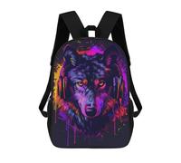 sinyumoney Wolf Headphones Neon Art Print Backpack School Work Business College School for Men, Women & Teenage Boys 17inch
