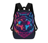 sinyumoney Wolf Headphones Sunglasses Art Print-1 School Backpack Lightweight Airport College Students Back Pack for Boys/Girls/Teenagers 17inch
