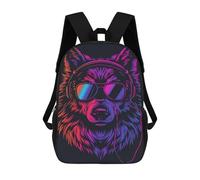 sinyumoney Wolf Headphones Sunglasses Art Print-2 Rucksack Water Resistant Travel Backpack Computer Bag for Teenage Girls Boys Women Men 17inch
