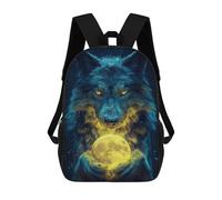 sinyumoney Wolf Holding Moon Poster Backpack School Bag High Secondary School Bags Casual Backpack - Perfect for Travel, Work And Daily Use 17inch