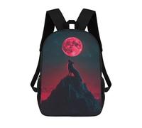 sinyumoney Wolf Howling at Blood Moon Backpacks Children's Backpacks School Bag 3D Printed Children's School Backpack Fashion Travel Backpacks for Kids Elementary Middle School 17inch