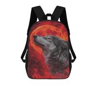 sinyumoney Wolf Howling at Fiery Moon Backpack School Lightweight Airport College Students Back Pack for School/Work/Travel 17inch