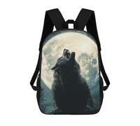 sinyumoney Wolf Howling at Full Moon Poster-1 Backpack School Bag Large School Backpack for Boys - Perfect for Travel, Work And Daily Use 17inch