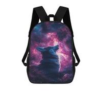 sinyumoney Wolf Howling at Galaxy Backpacks Kids 17inch School Backpack School Bag 3D Printed School Bag for Boys Elementary And Middle School Students