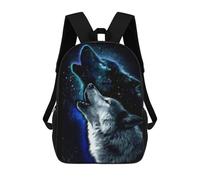sinyumoney Wolf Howling at Galaxy Children's School Backpack Fashion Casual Children's Backpacks 3D Printed School Bags Boy Large Backpack 17inch