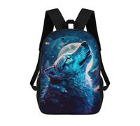 sinyumoney Wolf Howling at Moon -1 School Bag Backpack Teen Schoolbag 3D Printing Adjustable Schoolbag Fashion Pocket Bag for Kids Boys Girls Students And Teenagers Fans 17inch