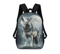 sinyumoney Wolf Howling at Moon-8 School Bag 3D Printed 17inch Backpacks Fashion Kids School Backpack Rucksacks for Boys Elementary And Middle School Students