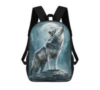 sinyumoney Wolf Howling at Moon-9 Backpack Kids School Bag Boys Cartoon 3D Print Students Schoolbag Laptop Daypack for Boys Girls 17inch