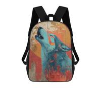 sinyumoney Wolf Howling at Moon Art Print-3 Backpack School Bag Lightweight Casual Daypack School Backpacks for School/Work/Travel 17inch