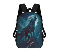sinyumoney Wolf Howling at Moon Children's Backpack, Schoolbag Large Capacity Students Bookbag Rucksack Knapsack for Boys Girls Adults Teen 17inch
