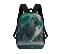 sinyumoney Wolf Howling at Moon Children's Backpack, Schoolbag Large Capacity Students Bookbag Rucksack Knapsack for Boys Girls Adults Teen 17inch