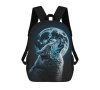 sinyumoney Wolf Howling at Moon Kids' Backpack 3D Printing School Bag Boys Cool Daypacks Casual Knapsack Fun Back Bag for Kids And Teenager 17inch