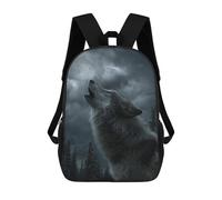sinyumoney Wolf Howling at Moonlight Children's Backpacks School Backpack 3D Printed for Kids Travel Rucksacks Book Bags Kids 17inch School Bag